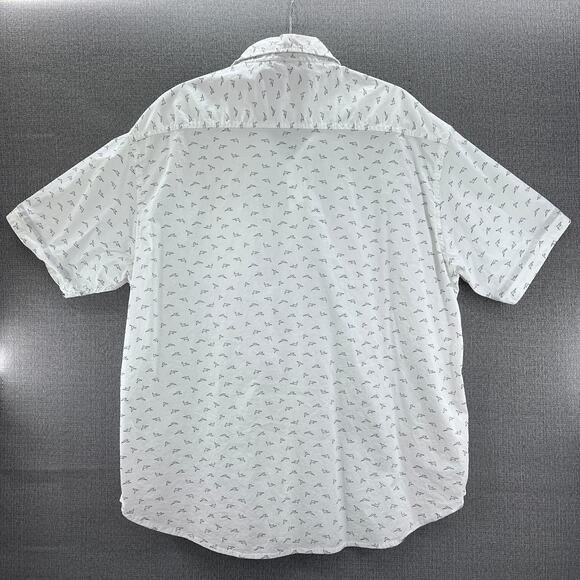 Paperdenim & Cloth Men's White Micro Printed Short Sleeve Button Up Shirt 3XL - Picture 8 of 8